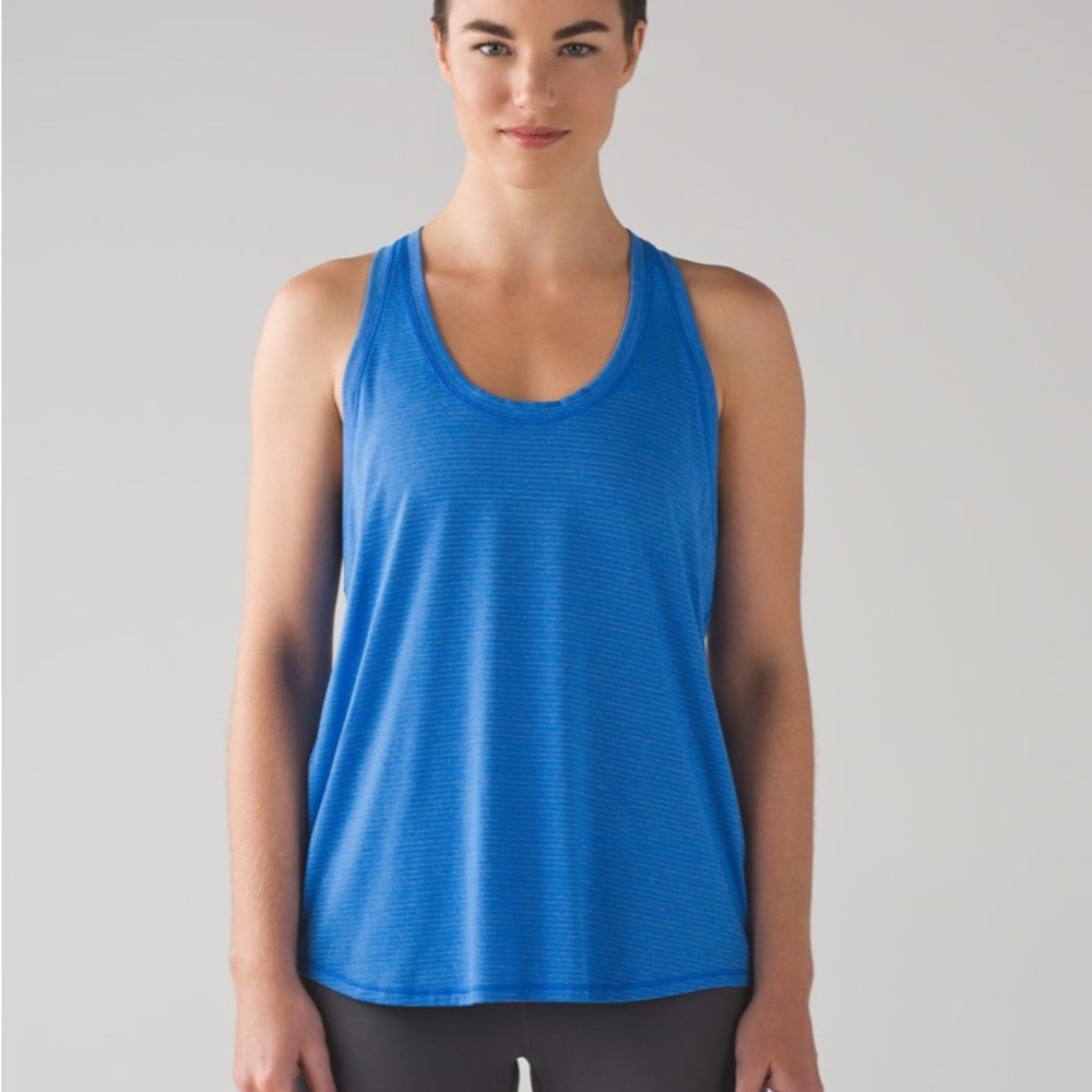 Lululemon Tie It Up Singlet Heathered Wild Bluebell size 10 estimate